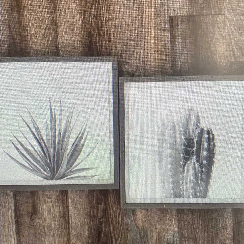 Set of Two Gray and White Botanical Wall Art
